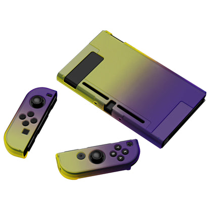 PlayVital Gradient Purple Yellow Back Cover for Nintendo Switch Console, NS Joycon Handheld Controller Separable Protector Hard Shell, Soft Touch Customized Dockable Protective Case for Nintendo Switch - NTP346 PlayVital