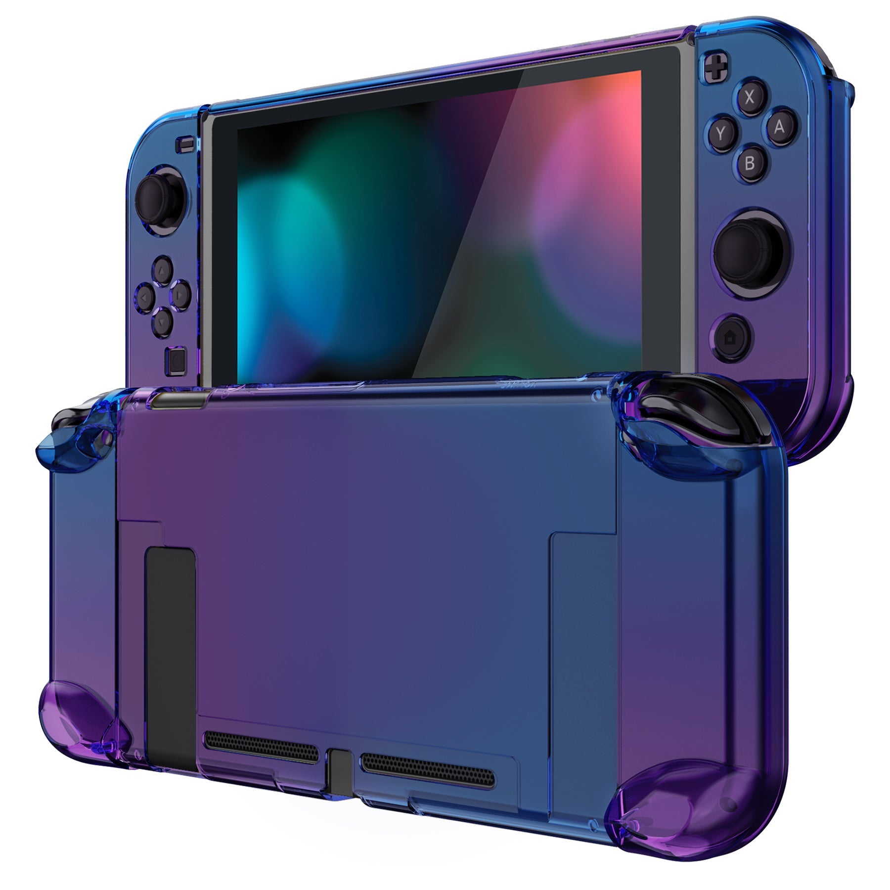 PlayVital Gradient Translucent Bluebell Back Cover for Nintendo Switch Console, NS Joycon Handheld Controller Separable Protector Hard Shell, Soft Touch Customized Dockable Protective Case for Nintendo Switch - NTP347 PlayVital