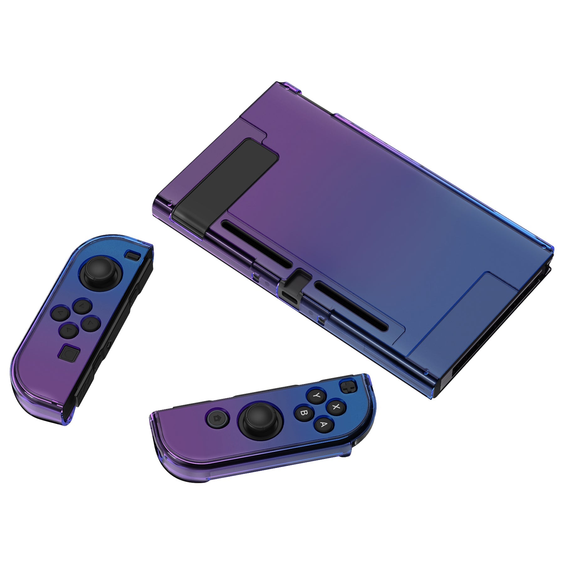 PlayVital Gradient Translucent Bluebell Back Cover for Nintendo Switch Console, NS Joycon Handheld Controller Separable Protector Hard Shell, Soft Touch Customized Dockable Protective Case for Nintendo Switch - NTP347 PlayVital