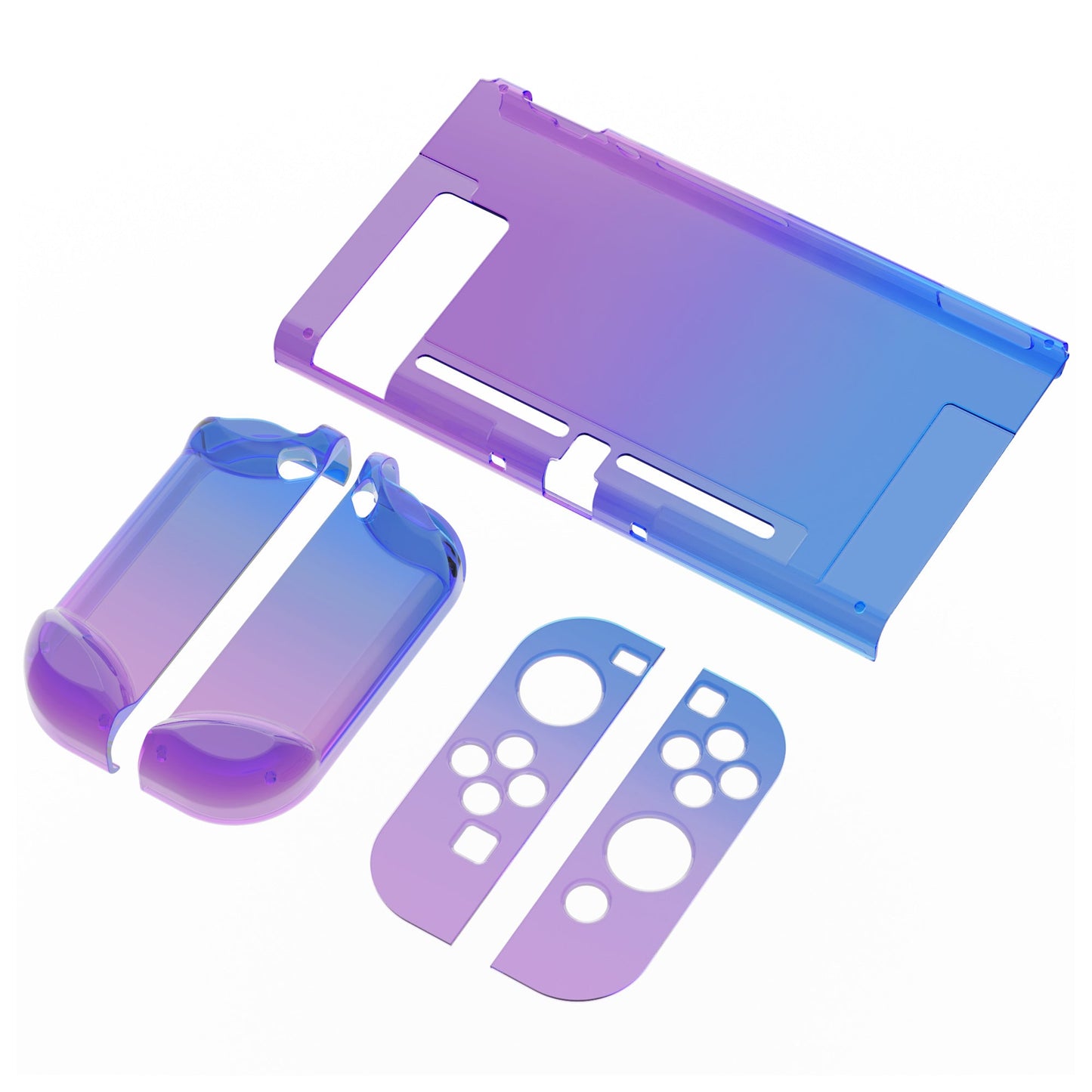 PlayVital Gradient Translucent Bluebell Back Cover for Nintendo Switch Console, NS Joycon Handheld Controller Separable Protector Hard Shell, Soft Touch Customized Dockable Protective Case for Nintendo Switch - NTP347 PlayVital