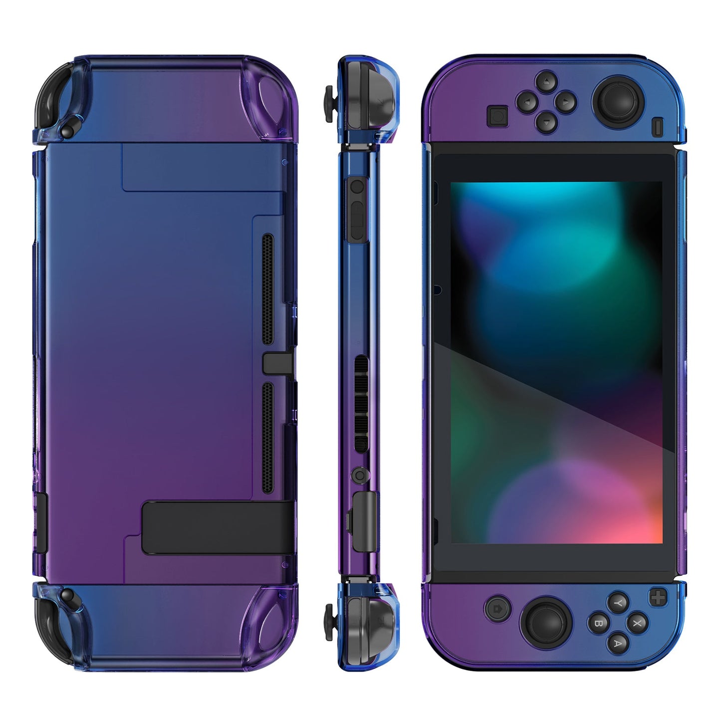 PlayVital Gradient Translucent Bluebell Back Cover for Nintendo Switch Console, NS Joycon Handheld Controller Separable Protector Hard Shell, Soft Touch Customized Dockable Protective Case for Nintendo Switch - NTP347 PlayVital