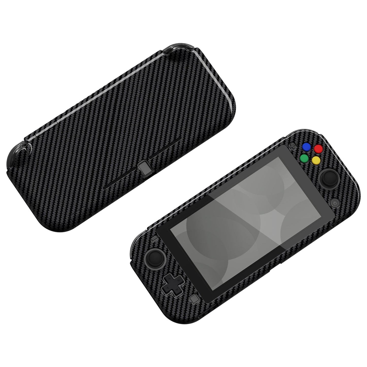 PlayVital Graphite Carbon Fiber Protective Grip Case for Nintendo Switch Lite, Hard Cover Protector for Nintendo Switch Lite - Screen Protector & Thumb Grips & Buttons Stickers Included - YYNLS001 PlayVital