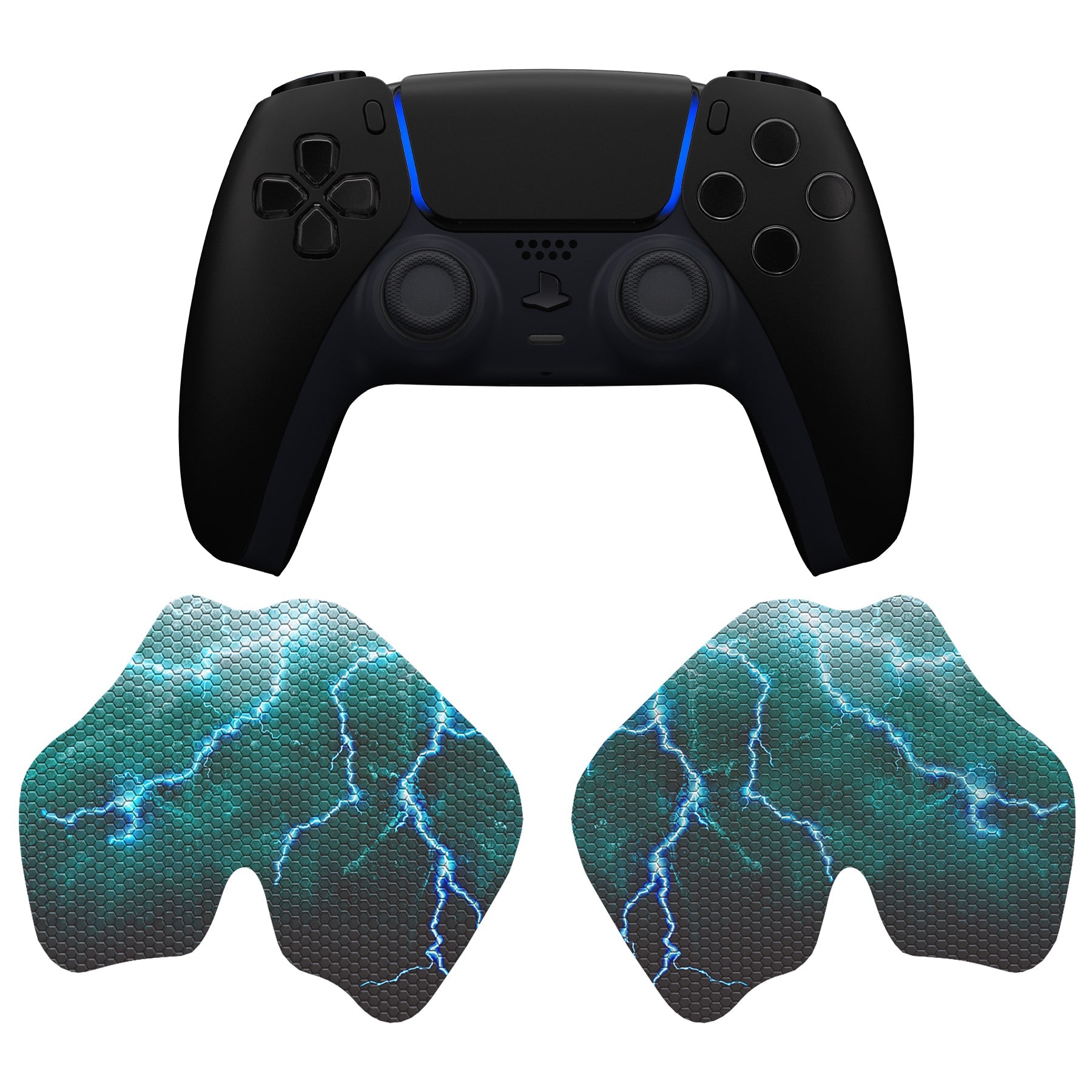 PlayVital Green Storm Thunder Anti-Skid Sweat-Absorbent Controller Grip for PS5 Controller - PFPJ128 PlayVital