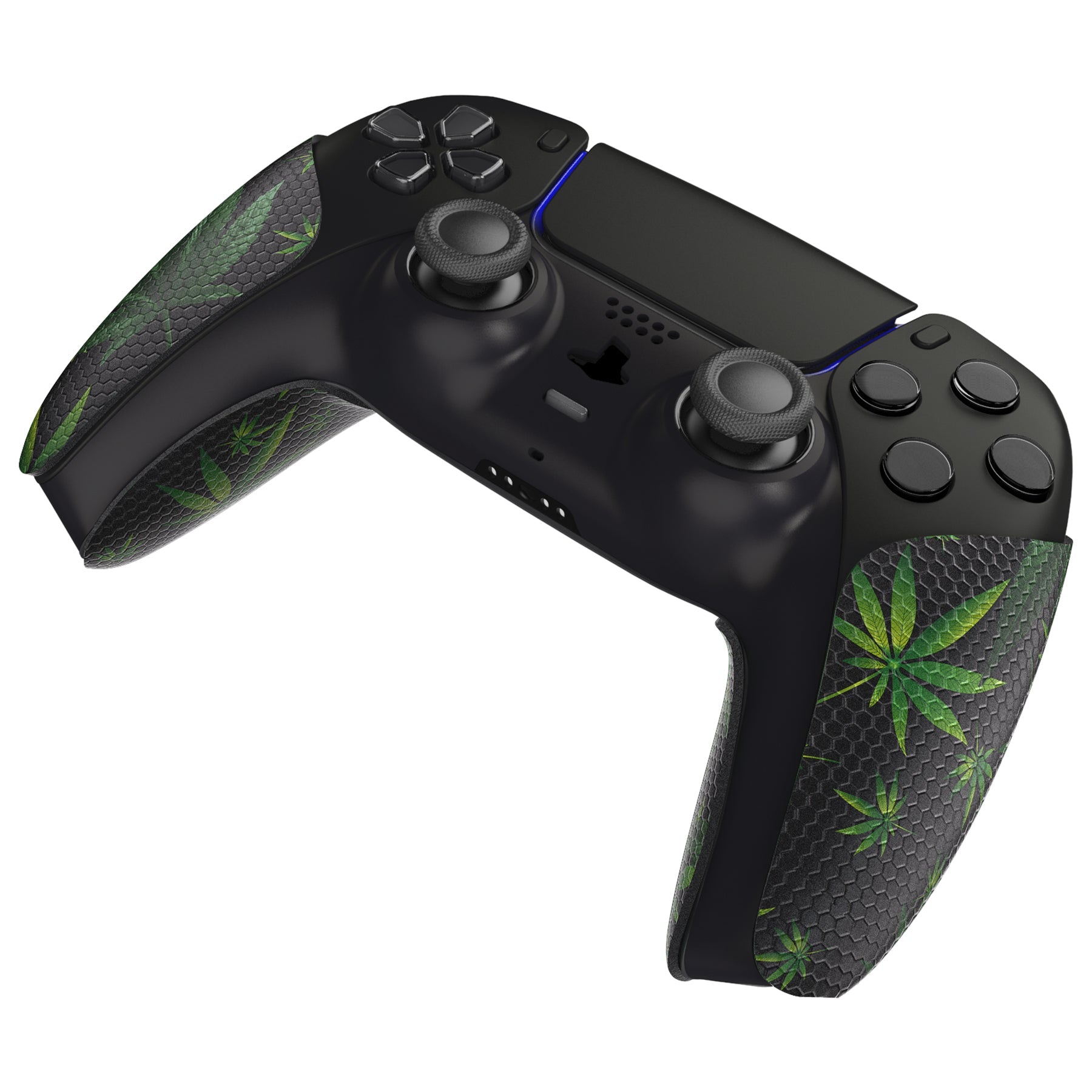 PlayVital Green Weeds Anti-Skid Sweat-Absorbent Controller Grip for PS5 Controller, Professional Textured Soft Rubber Pads Handle Grips for PS5 Controller - PFPJ135 PlayVital