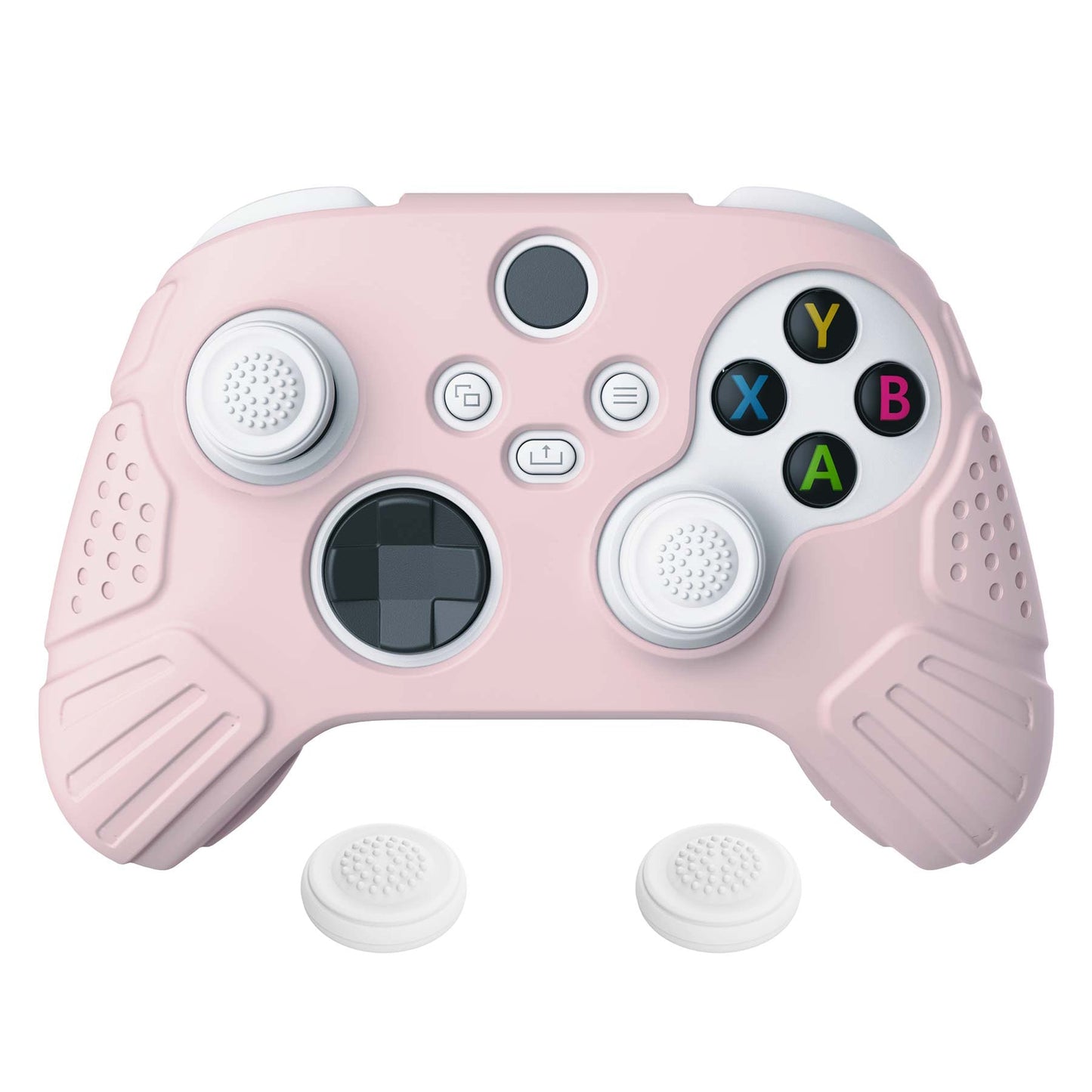 PlayVital Guardian Edition Pink Ergonomic Soft Anti-slip Controller Silicone Case Cover, Rubber Protector Skins with White Joystick Caps for Xbox Series S and Xbox Series X Controller - HCX3005 PlayVital