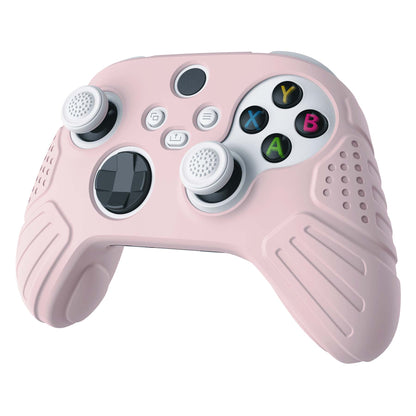 PlayVital Guardian Edition Pink Ergonomic Soft Anti-slip Controller Silicone Case Cover, Rubber Protector Skins with White Joystick Caps for Xbox Series S and Xbox Series X Controller - HCX3005 PlayVital