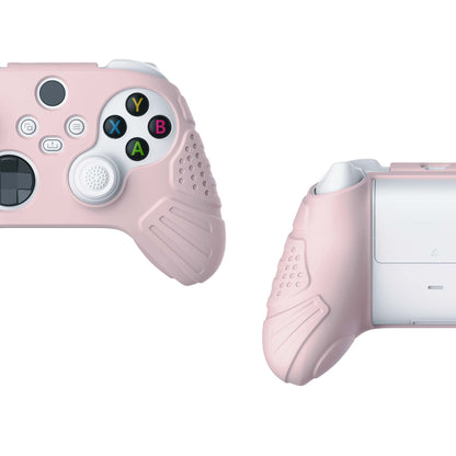 PlayVital Guardian Edition Pink Ergonomic Soft Anti-slip Controller Silicone Case Cover, Rubber Protector Skins with White Joystick Caps for Xbox Series S and Xbox Series X Controller - HCX3005 PlayVital