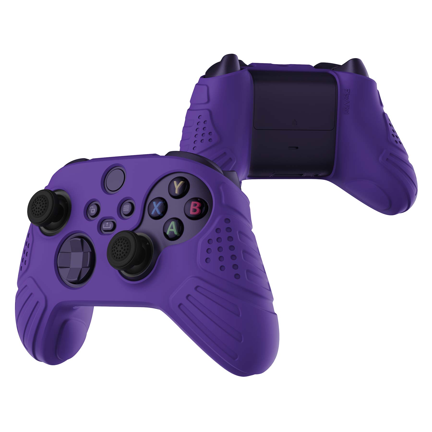 PlayVital Guardian Edition Purple Ergonomic Soft Anti-slip Controller Silicone Case Cover, Rubber Protector Skins with Black Joystick Caps for Xbox Series S and Xbox Series X Controller - HCX3007 PlayVital