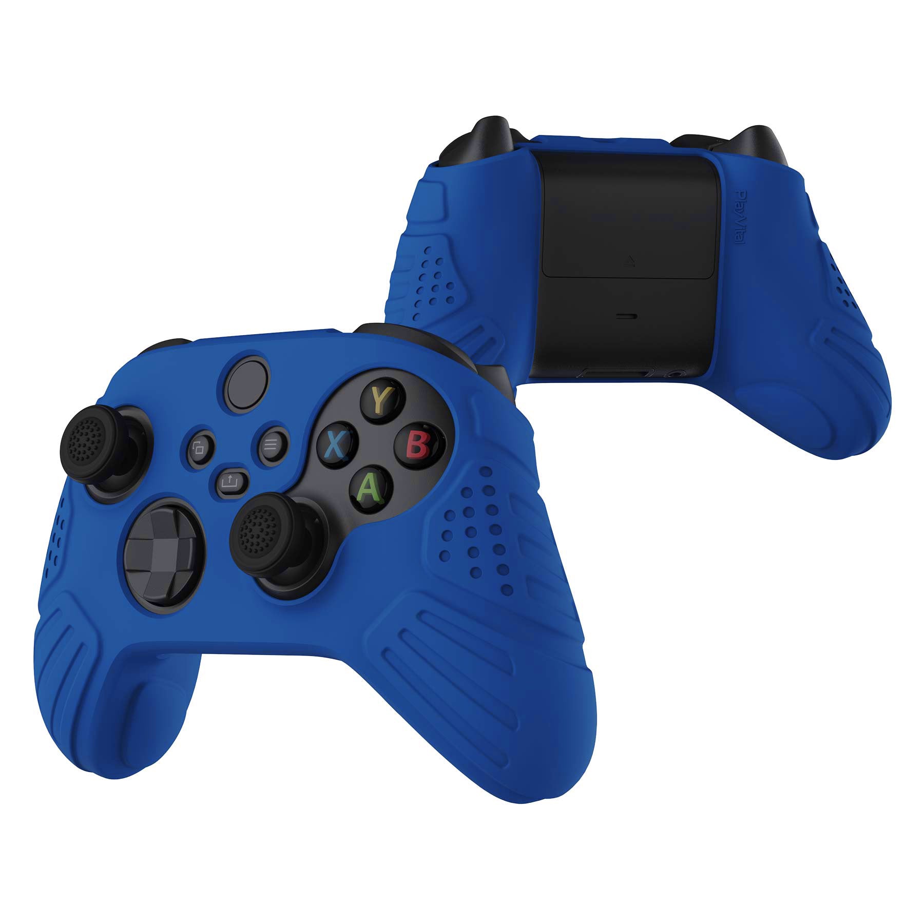 PlayVital Guardian Edition Blue Ergonomic Soft Anti-slip Controller Silicone Case Cover, Rubber Protector Skins with Black Joystick Caps for Xbox Series S and Xbox Series X Controller - HCX3008 PlayVital