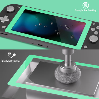 2 Pack Mint Green Border Transparent HD Clear Saver Protector Film, Tempered Glass Screen Protector for Nintendo Switch Lite [Anti-Scratch, Anti-Fingerprint, Shatterproof, Bubble-Free] - HL714 PlayVital