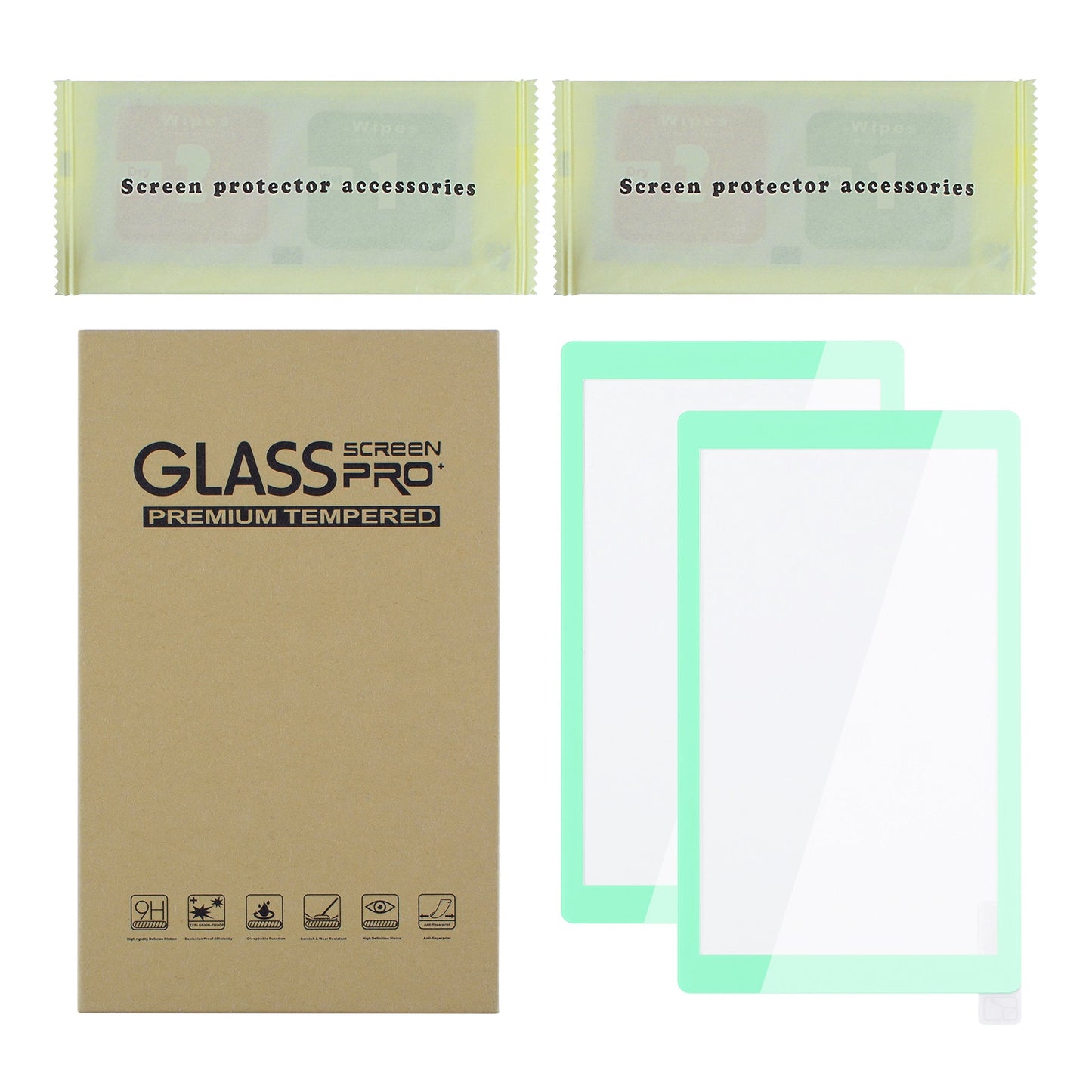 2 Pack Mint Green Border Transparent HD Clear Saver Protector Film, Tempered Glass Screen Protector for Nintendo Switch Lite [Anti-Scratch, Anti-Fingerprint, Shatterproof, Bubble-Free] - HL714 PlayVital