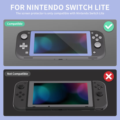 2 Pack Light Violet Border Transparent HD Clear Saver Protector Film, Tempered Glass Screen Protector for Nintendo Switch Lite [Anti-Scratch, Anti-Fingerprint, Shatterproof, Bubble-Free] - HL715 PlayVital