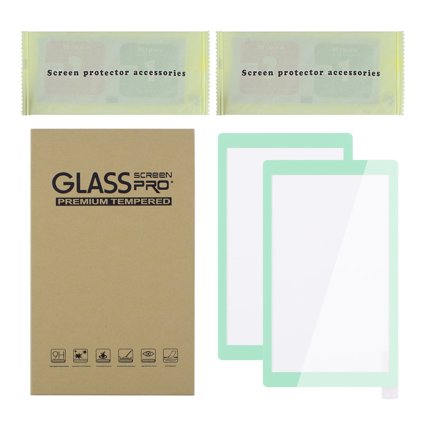 2 Pack Misty Green Border Transparent HD Clear Saver Protector Film, Tempered Glass Screen Protector for Nintendo Switch Lite [Anti-Scratch, Anti-Fingerprint, Shatterproof, Bubble-Free] - HL732 PlayVital