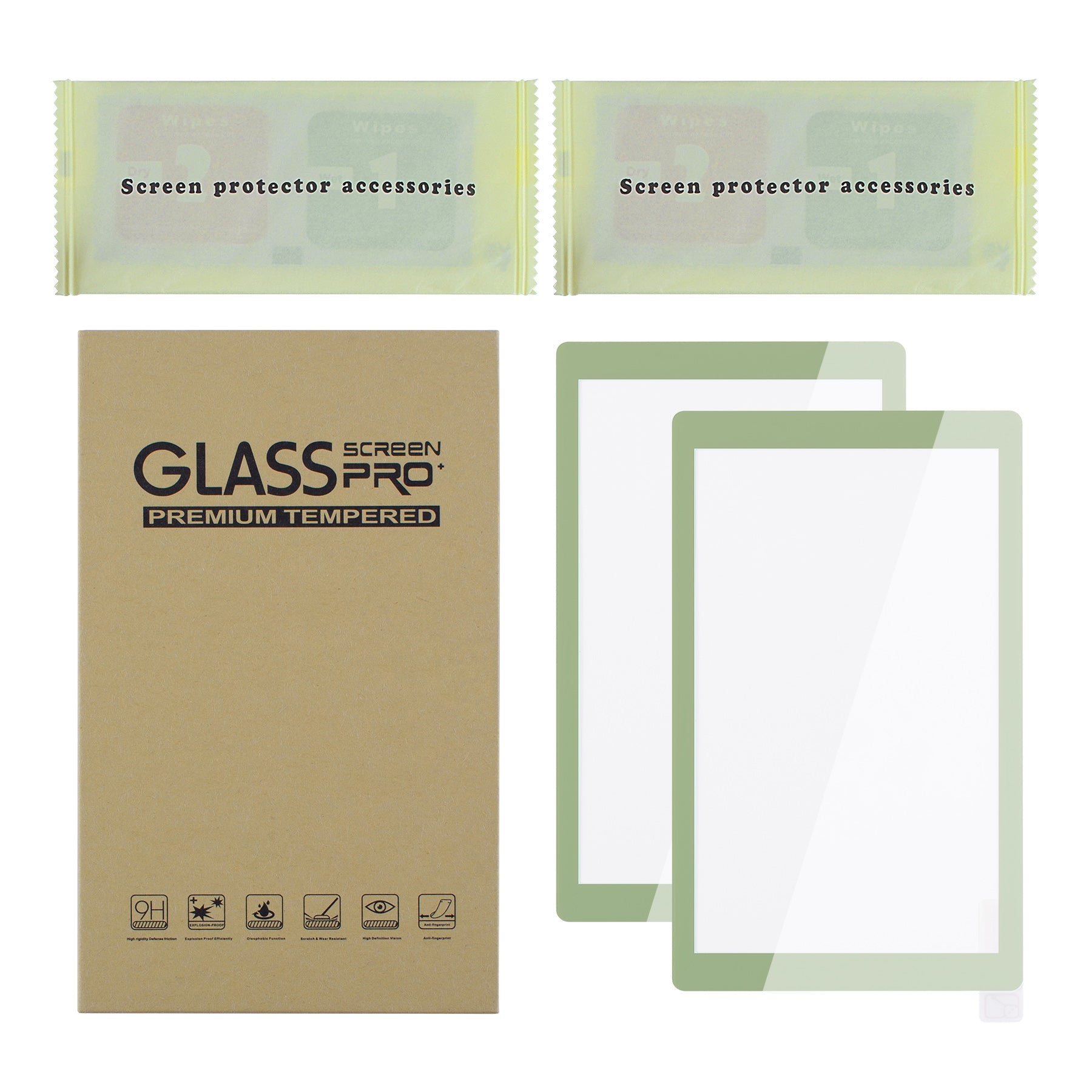 2 Pack Matcha Green Border Transparent HD Clear Saver Protector Film, Tempered Glass Screen Protector for Nintendo Switch Lite [Anti-Scratch, Anti-Fingerprint, Shatterproof, Bubble-Free] - HL736 PlayVital