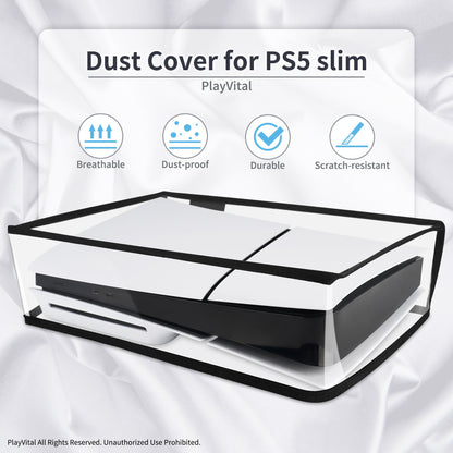 PlayVital Horizontal Dust Cover for ps5 Slim Disc Edition(The New Smaller Design), Transparent Dust Proof Protector Waterproof Cover Sleeve for ps5 Slim Console - HUYPFM003 PlayVital