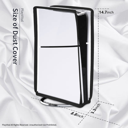 PlayVital Vertical Dust Cover for ps5 Slim Digital Edition(The New Smaller Design), Transparent Dust Proof Protector Waterproof Cover Sleeve for ps5 Slim Console - JKSPFM003 PlayVital