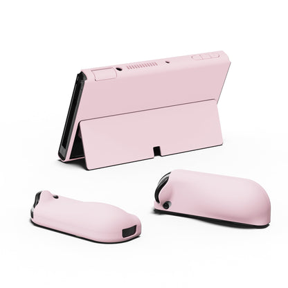 PlayVital AlterGrips Protective Slim Case for Nintendo Switch OLED, Ergonomic Grip Cover for Joycon, Dockable Hard Shell for Switch OLED with Thumb Grip Caps & Button Caps - Cherry Blossoms Pink - JSOYP3007 playvital