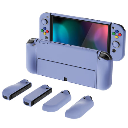 PlayVital AlterGrips Protective Slim Case for Nintendo Switch OLED, Ergonomic Grip Cover for Joycon, Dockable Hard Shell for Switch OLED with Thumb Grip Caps & Button Caps - Light Violet - JSOYP3008 playvital