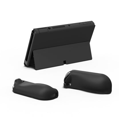 PlayVital AlterGrips Protective Slim Case for Nintendo Switch OLED, Ergonomic Grip Cover for Joycon, Dockable Hard Shell for Switch OLED with Thumb Grip Caps & Button Caps - Black - JSOYP3011 playvital