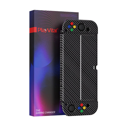 PlayVital AlterGrips Protective Slim Case for Nintendo Switch OLED, Ergonomic Grip Cover for Joycon, Dockable Hard Shell for Switch OLED with Thumb Grip Caps & Button Caps - Graphite Carbon Fiber - JSOYS2002 playvital