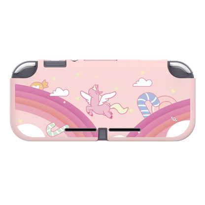 PlayVital Candy Rainbow Unicorn Custom Protective Case for NS Switch Lite, Soft TPU Slim Case Cover for NS Switch Lite - LTU6002 PlayVital