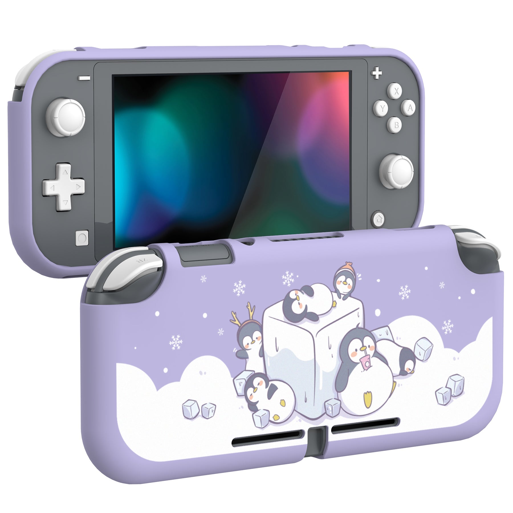 PlayVital Icy Cube Penguin Custom Protective Case for NS Switch Lite, Soft TPU Slim Case Cover for NS Switch Lite - LTU6009 PlayVital