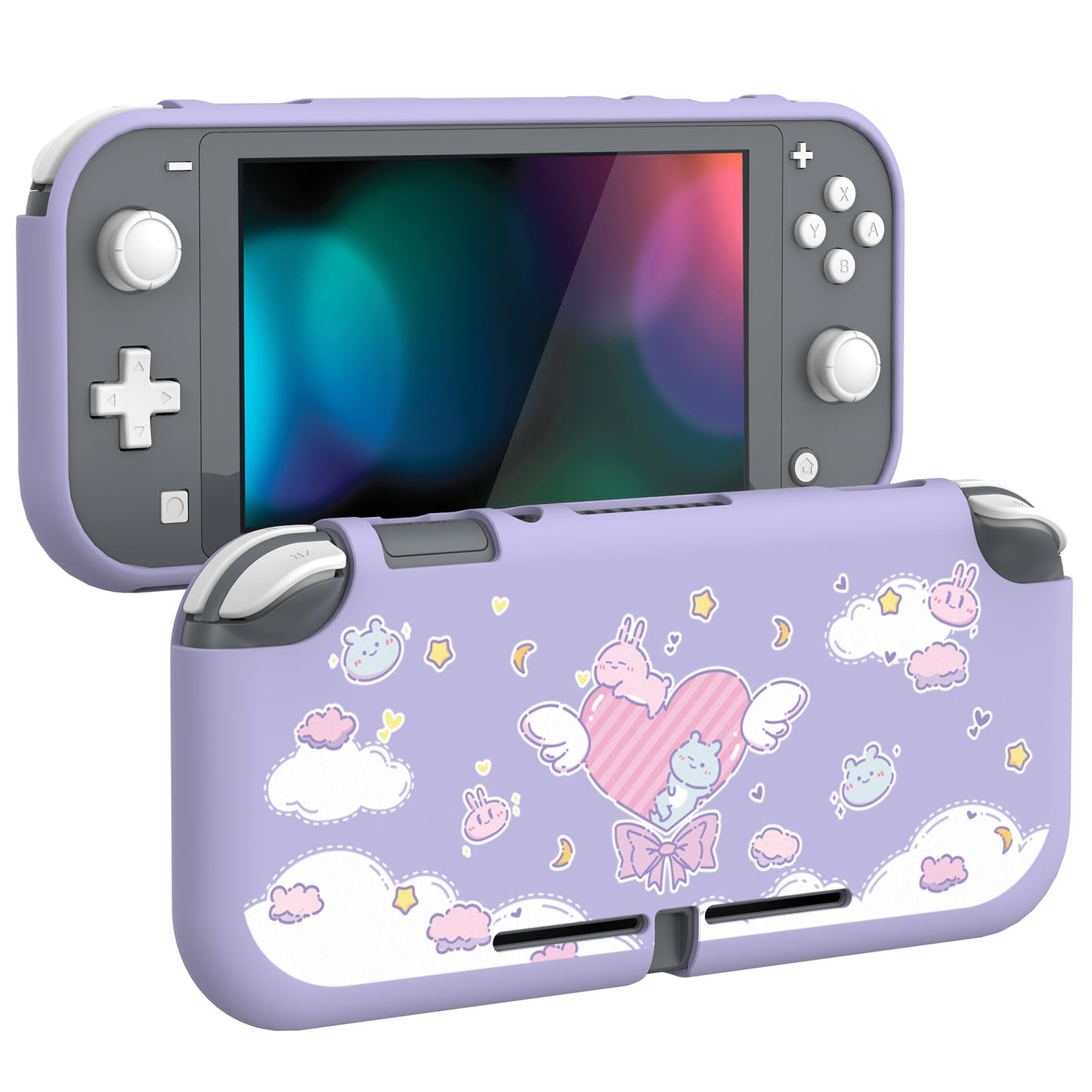 PlayVital Fantasy Bunny & Bear Custom Protective Case for NS Switch Lite, Soft TPU Slim Case Cover for NS Switch Lite - LTU6010 PlayVital