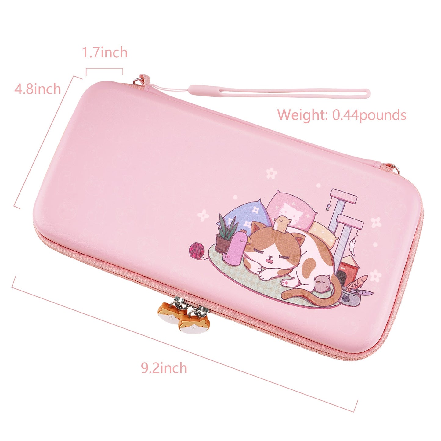 PlayVital Pink Switch Lite Travel Carrying Case, Portable Pouch, Soft Velvet Lining Storage Bag for NS Switch Lite with Thumb Grips 8 Game Cards Slots Inner Pocket - Kitten & Chicken - LTW002 PlayVital