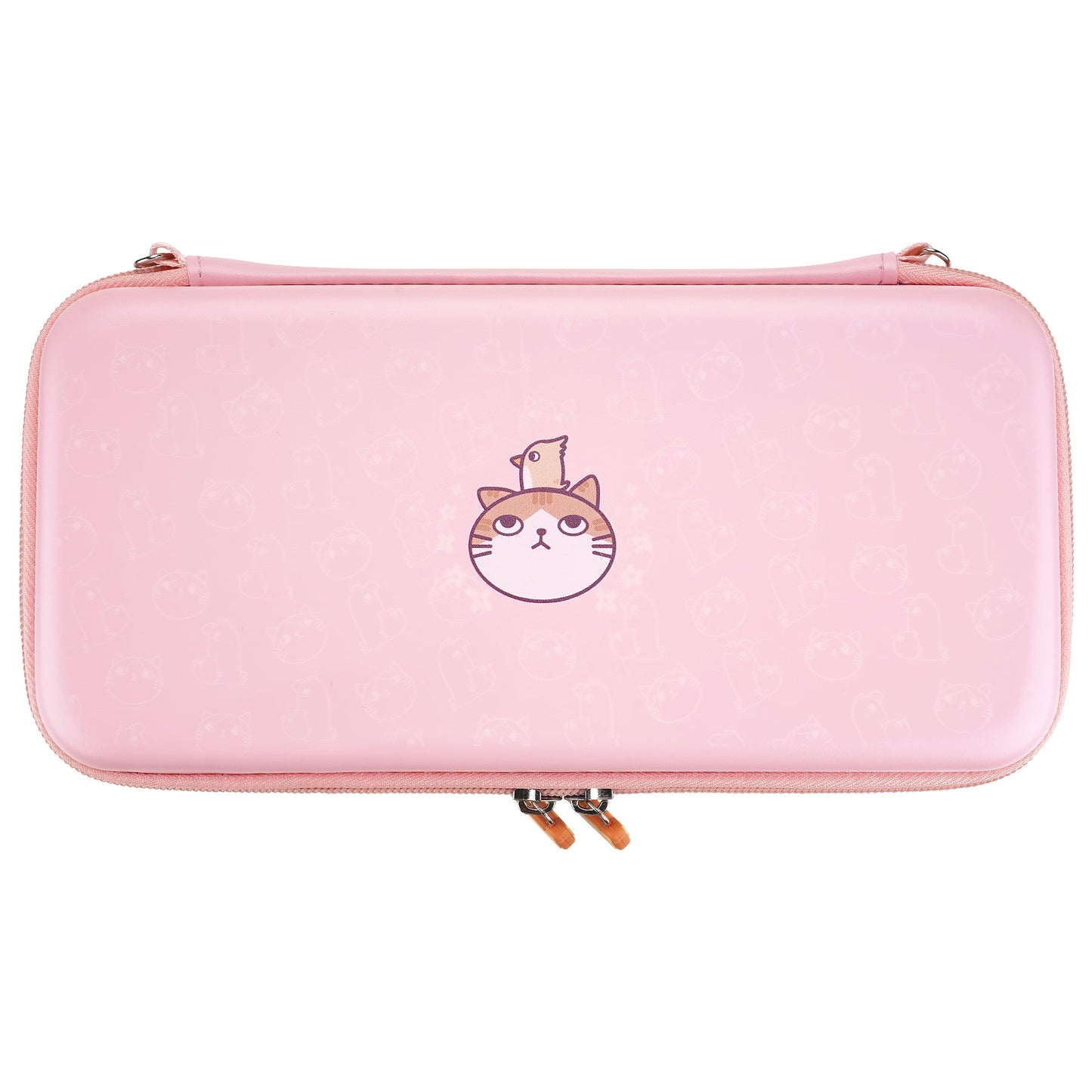 PlayVital Pink Switch Lite Travel Carrying Case, Portable Pouch, Soft Velvet Lining Storage Bag for NS Switch Lite with Thumb Grips 8 Game Cards Slots Inner Pocket - Kitten & Chicken - LTW002 PlayVital