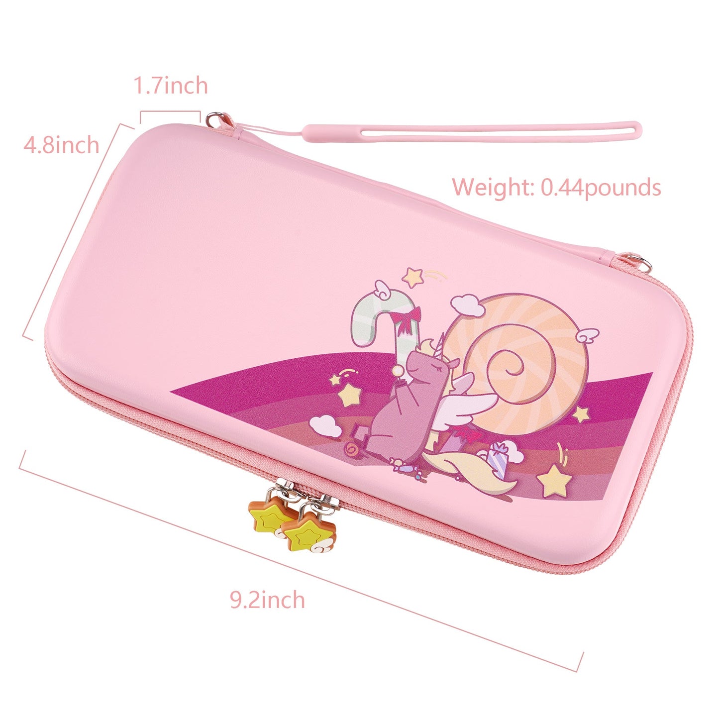 PlayVital Pink Switch Lite Travel Carrying Case, Portable Pouch, Soft Velvet Lining Storage Bag for NS Switch Lite with Thumb Grips 8 Game Cards Slots Inner Pocket - Candy Rainbow Unicorn - LTW003 PlayVital