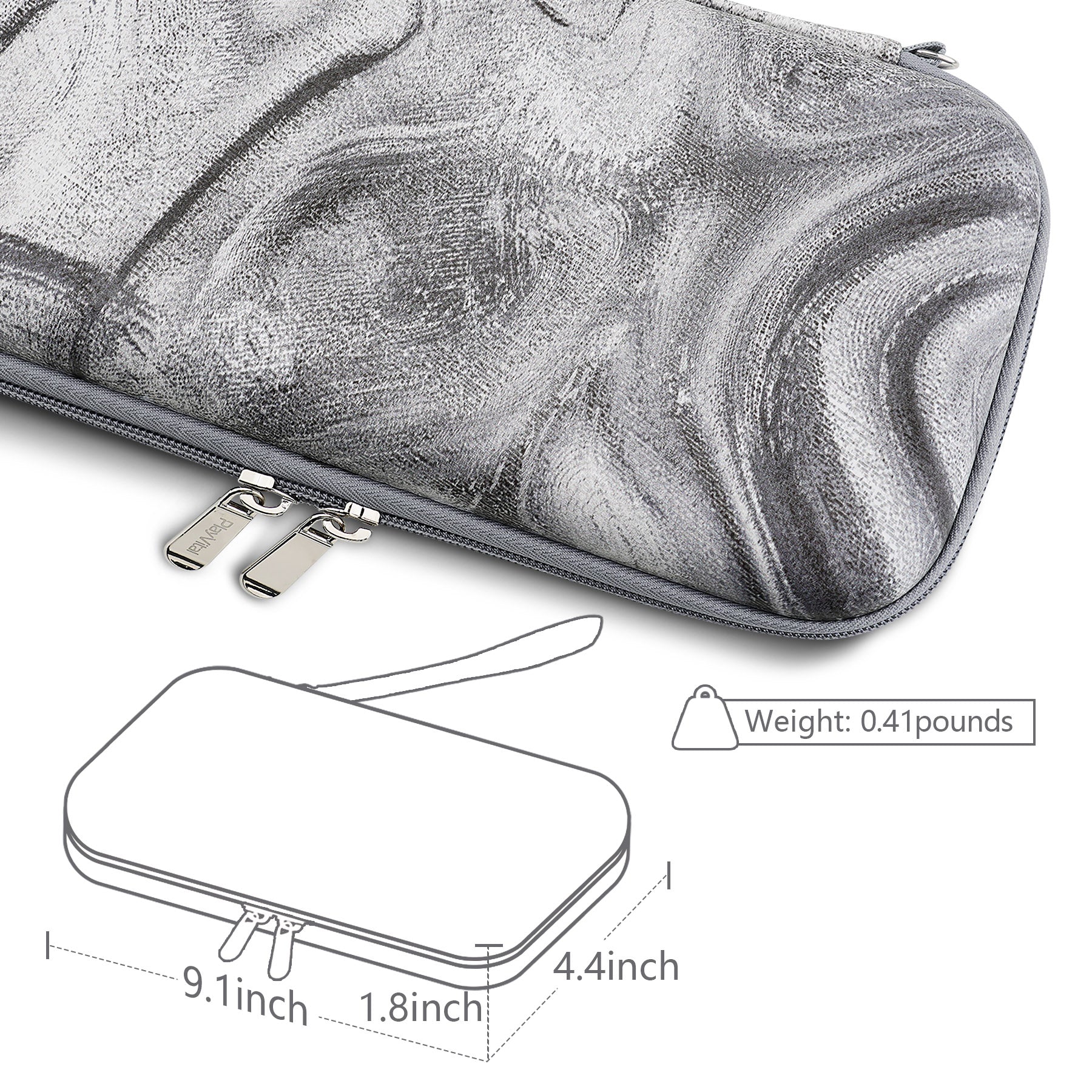 PlayVital Pink Switch Lite Travel Carrying Case, Portable Pouch, Soft Velvet Lining Storage Bag for NS Switch Lite with Thumb Grips 8 Game Cards Slots Inner Pocket - Silver Swirl - LTW007 PlayVital