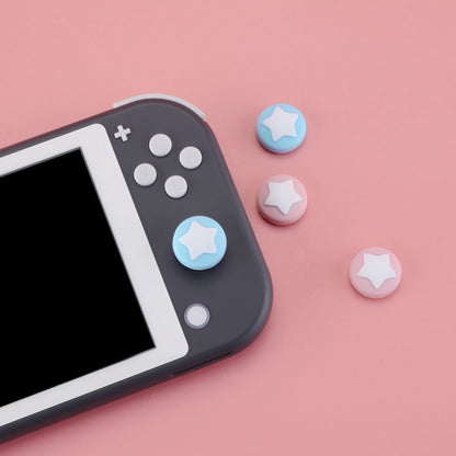 PlayVital Star Design Cute Switch Thumb Grip Caps, Cherry Blossoms & Heaven Blue Joystick Caps for Nintendo Switch Lite, Silicone Analog Cover  for Switch OLED Joycon Thumb Stick Grips for Joy-Con Controller - NJM1001 PlayVital