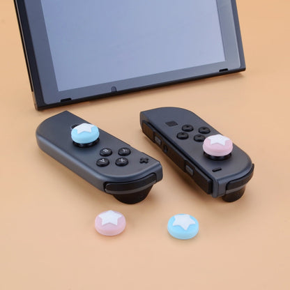 PlayVital Star Design Cute Switch Thumb Grip Caps, Cherry Blossoms & Heaven Blue Joystick Caps for Nintendo Switch Lite, Silicone Analog Cover  for Switch OLED Joycon Thumb Stick Grips for Joy-Con Controller - NJM1001 PlayVital