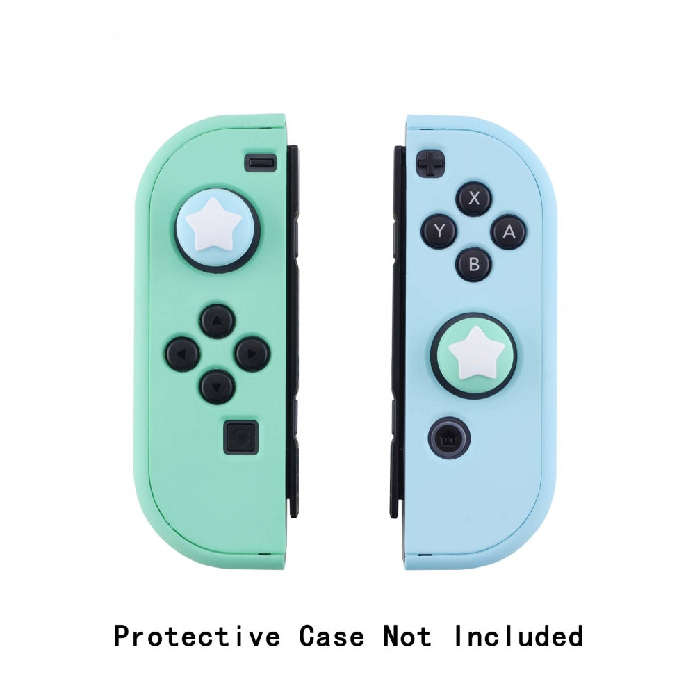 PlayVital Star Design Cute Switch Thumb Grip Caps, Heaven Blue & Mint Green Joystick Caps for Nintendo Switch Lite, Silicone Analog Cover for Switch OLED Joycon Thumb Stick Grips for Joy-Con Controller - NJM1002 PlayVital