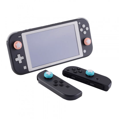 PlayVital Star Design Cute Switch Thumb Grip Caps, Mandys Pink & Bondi Blue Joystick Caps for Nintendo Switch Lite, Silicone Analog Cover for Switch OLED Joycon Thumb Stick Grips for Joy-Con Controller - NJM1006 PlayVital