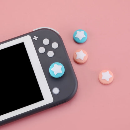 PlayVital Star Design Cute Switch Thumb Grip Caps, Mandys Pink & Bondi Blue Joystick Caps for Nintendo Switch Lite, Silicone Analog Cover for Switch OLED Joycon Thumb Stick Grips for Joy-Con Controller - NJM1006 PlayVital