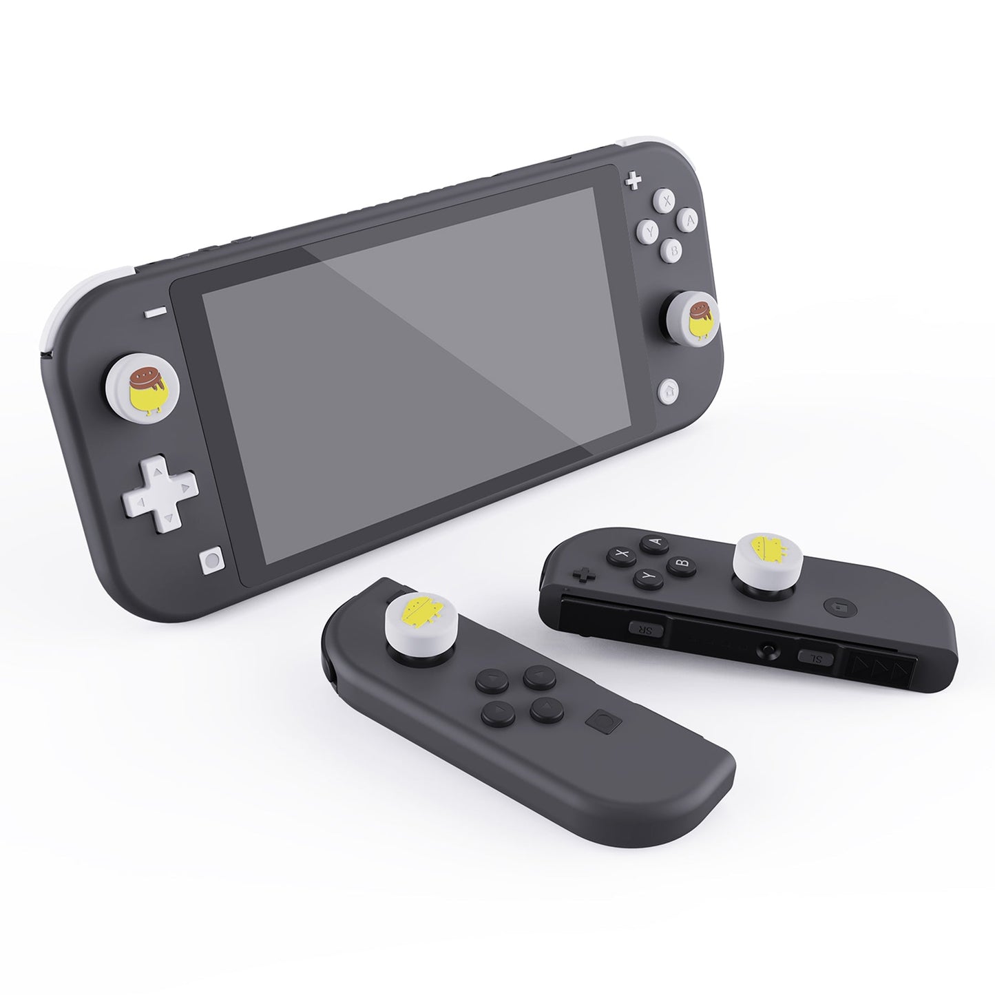 PlayVital Cheese & Pudding Cute Switch Thumb Grip Caps, Joystick Caps for Nintendo Switch Lite, Silicone Analog Cover Thumbstick Grips for Switch OLED Joycon - White - NJM1095 playvital