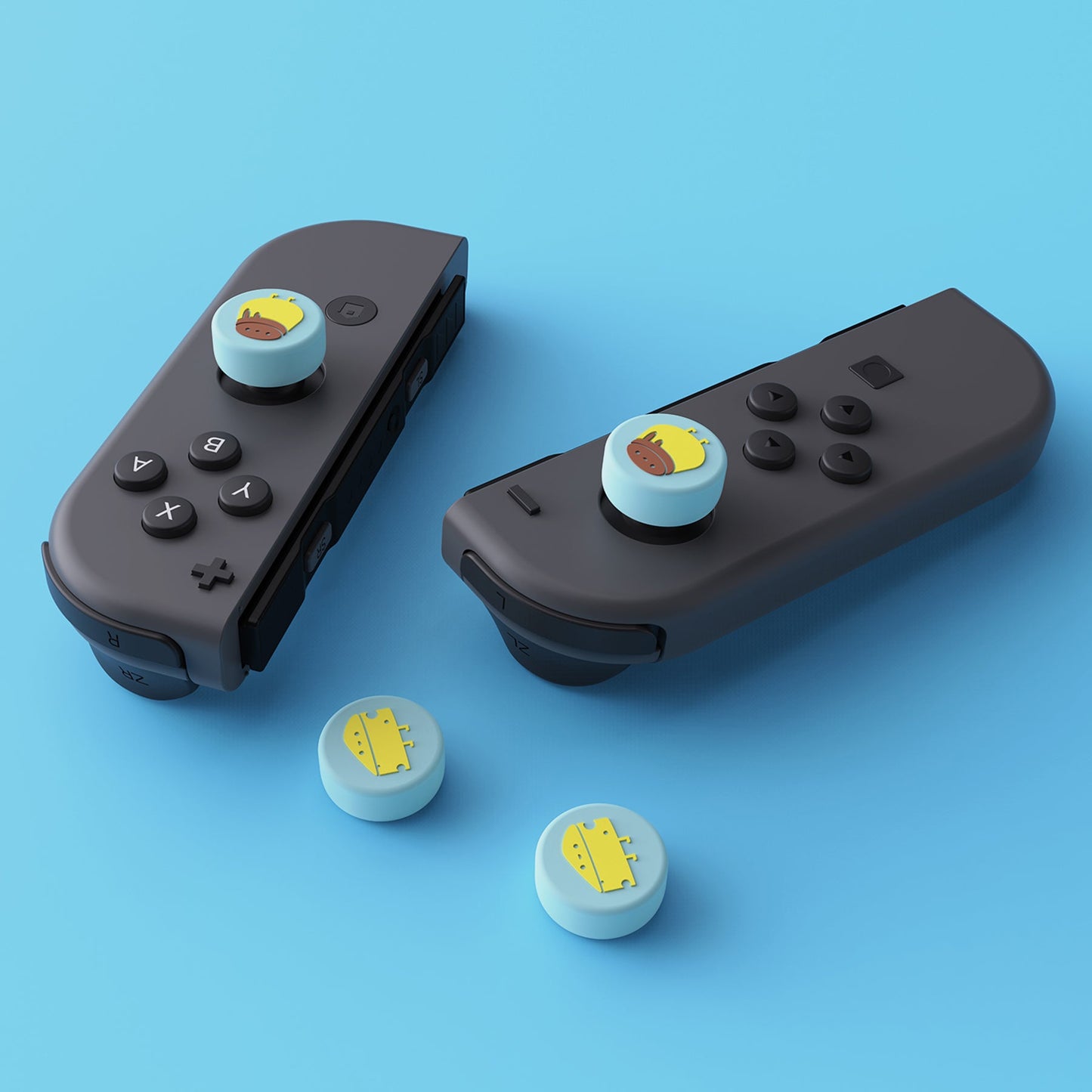 PlayVital Cheese & Pudding Cute Switch Thumb Grip Caps, Joystick Caps for Nintendo Switch Lite, Silicone Analog Cover Thumbstick Grips for Switch OLED Joycon - Heaven Blue - NJM1096 playvital