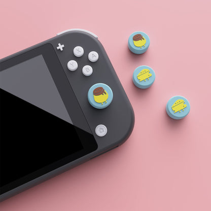 PlayVital Cheese & Pudding Cute Switch Thumb Grip Caps, Joystick Caps for Nintendo Switch Lite, Silicone Analog Cover Thumbstick Grips for Switch OLED Joycon - Heaven Blue - NJM1096 playvital