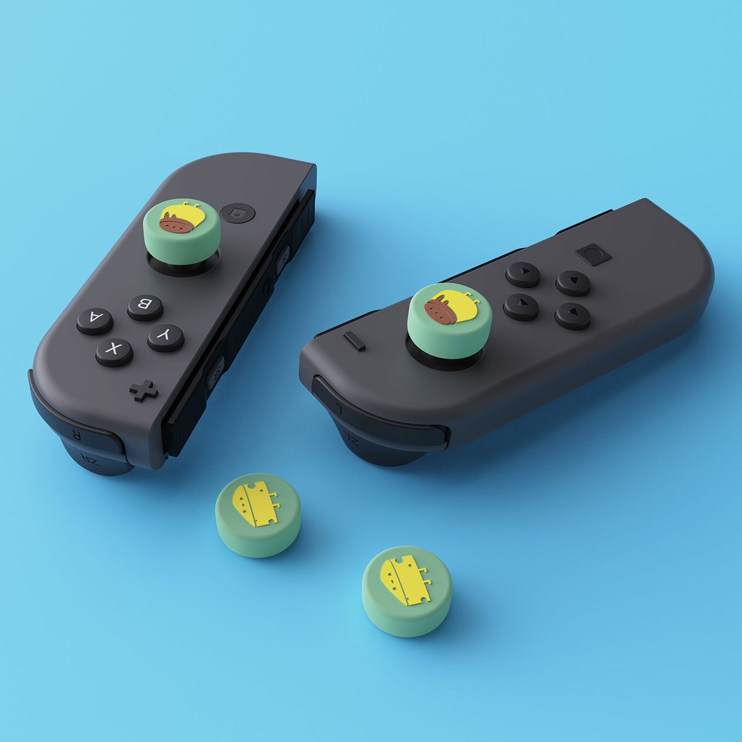 PlayVital Cheese & Pudding Cute Switch Thumb Grip Caps, Joystick Caps for Nintendo Switch Lite, Silicone Analog Cover Thumbstick Grips for Switch OLED Joycon - Seafoam Green - NJM1097 playvital