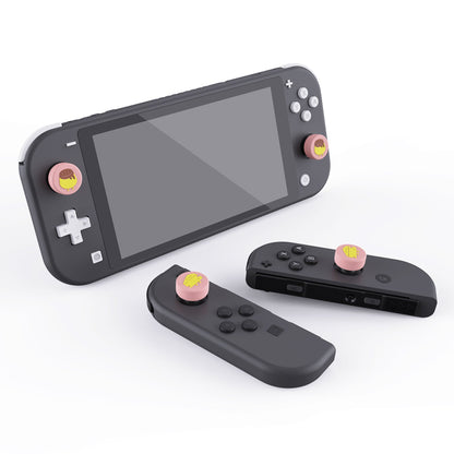 PlayVital Cheese & Pudding Cute Switch Thumb Grip Caps, Joystick Caps for Nintendo Switch Lite, Silicone Analog Cover Thumbstick Grips for Switch OLED Joycon - Pale Red - NJM1098 playvital