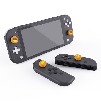 PlayVital Cheese & Pudding Cute Switch Thumb Grip Caps, Joystick Caps for Nintendo Switch Lite, Silicone Analog Cover Thumbstick Grips for Switch OLED Joycon - Caution Yellow - NJM1100 playvital