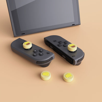 PlayVital Cheese & Pudding Cute Switch Thumb Grip Caps, Joystick Caps for Nintendo Switch Lite, Silicone Analog Cover Thumbstick Grips for Switch OLED Joycon - Cream Yellow - NJM1101 playvital