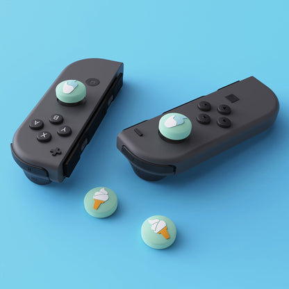 PlayVital Ice Cream Cute Switch Thumb Grip Caps, Joystick Caps for Nintendo Switch Lite, Silicone Analog Cover Thumbstick Grips for Switch OLED Joycon - Seafoam Green - NJM1103 playvital