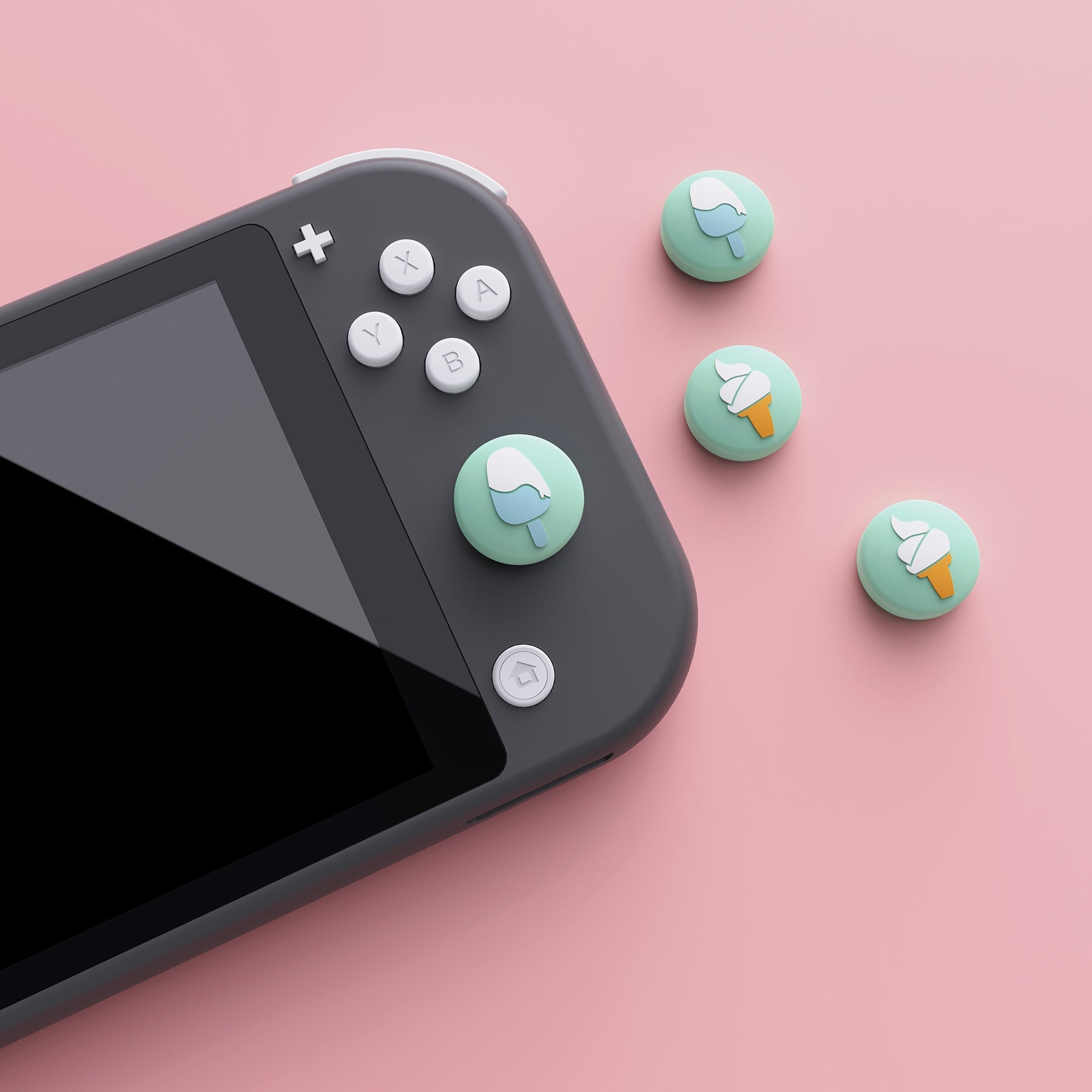 PlayVital Ice Cream Cute Switch Thumb Grip Caps, Joystick Caps for Nintendo Switch Lite, Silicone Analog Cover Thumbstick Grips for Switch OLED Joycon - Seafoam Green - NJM1103 playvital