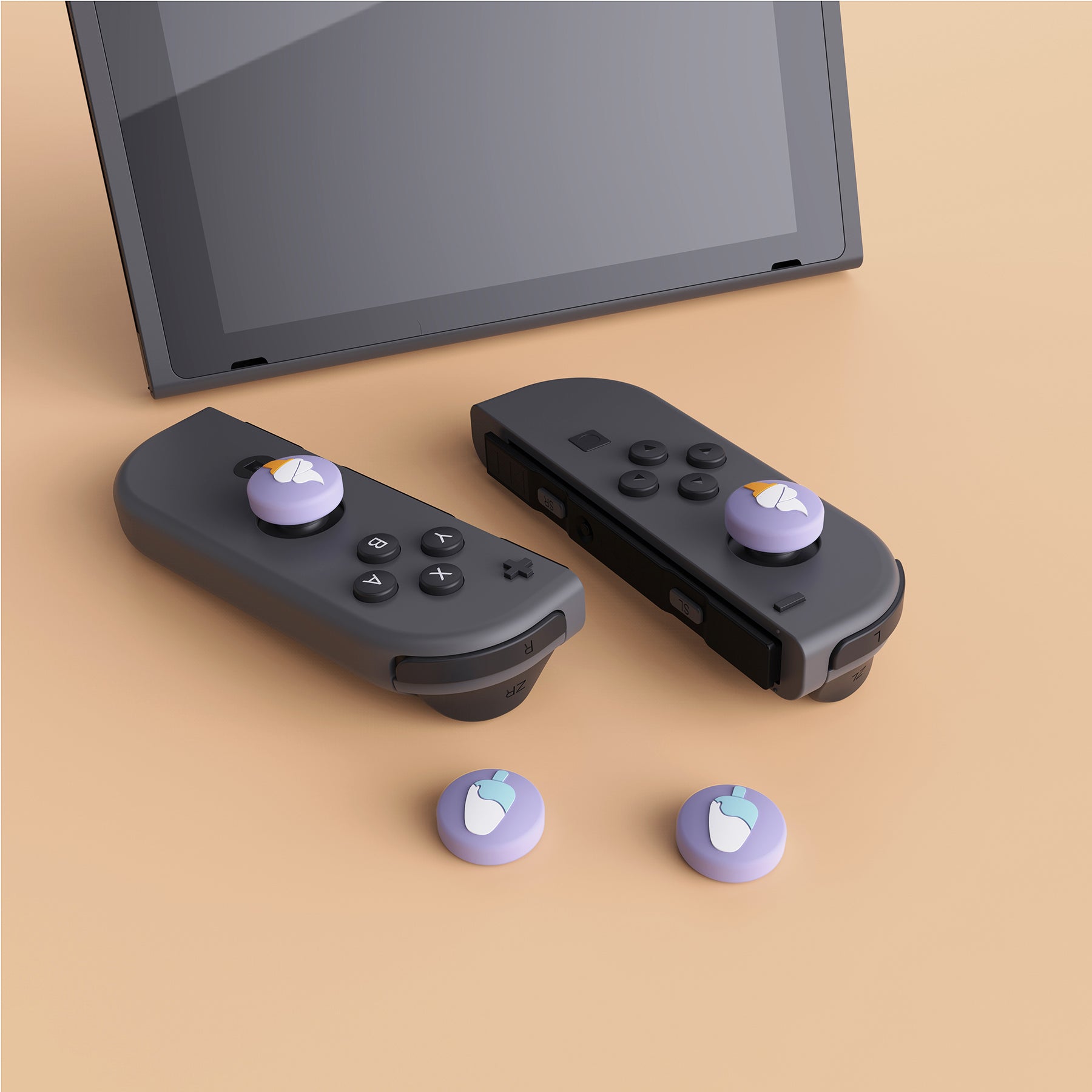 PlayVital Ice Cream Cute Switch Thumb Grip Caps, Joystick Caps for Nintendo Switch Lite, Silicone Analog Cover Thumbstick Grips for Switch OLED Joycon - Light Violet - NJM1105 playvital