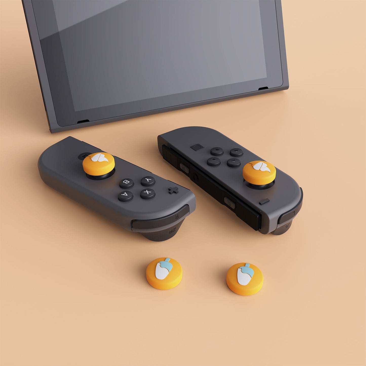 PlayVital Ice Cream Cute Switch Thumb Grip Caps, Joystick Caps for Nintendo Switch Lite, Silicone Analog Cover Thumbstick Grips for Switch OLED Joycon - Caution Yellow - NJM1106 playvital