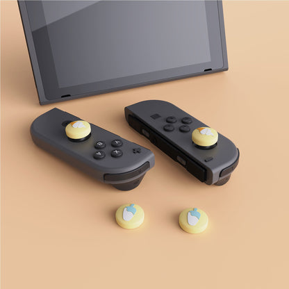 PlayVital Ice Cream Cute Switch Thumb Grip Caps, Joystick Caps for Nintendo Switch Lite, Silicone Analog Cover Thumbstick Grips for Switch OLED Joycon - Cream Yellow - NJM1107 playvital