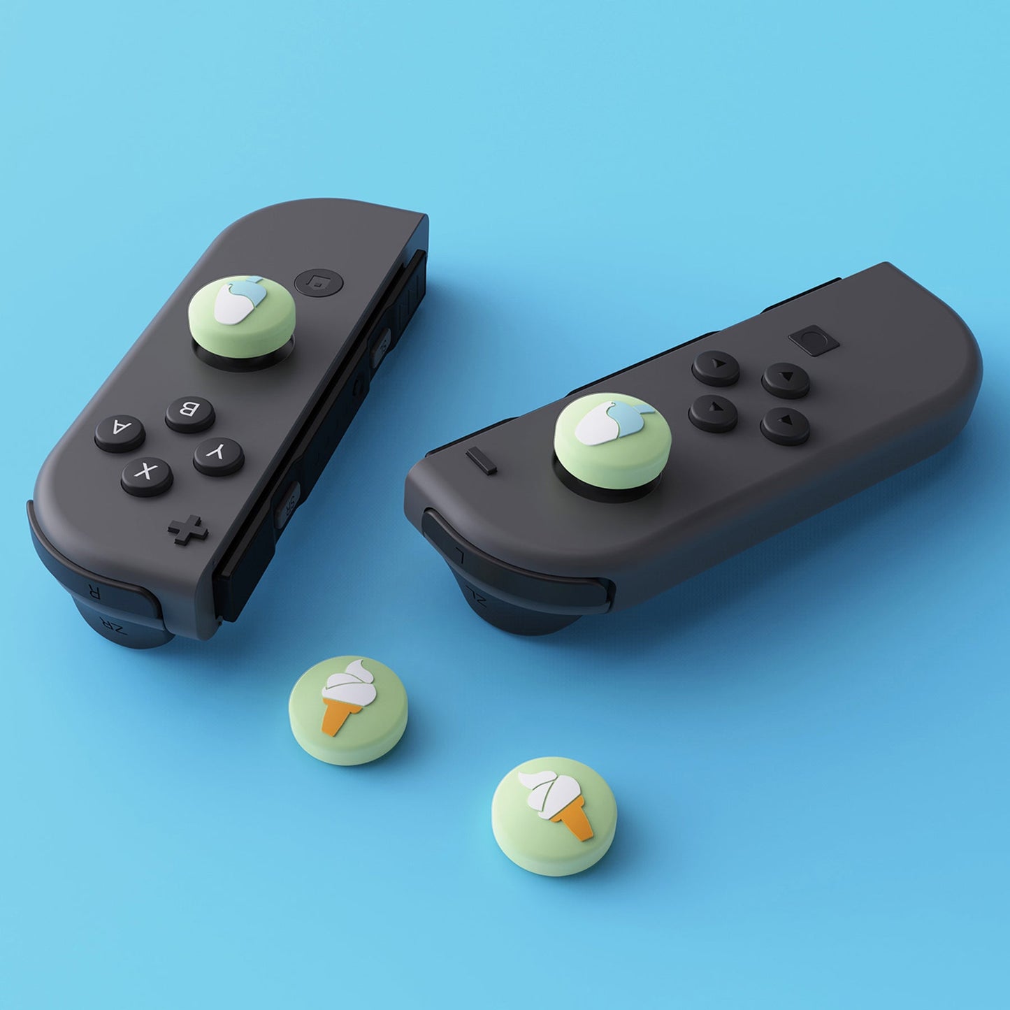 PlayVital Ice Cream Cute Switch Thumb Grip Caps, Joystick Caps for Nintendo Switch Lite, Silicone Analog Cover Thumbstick Grips for Switch OLED Joycon - Matcha Green - NJM1108 playvital