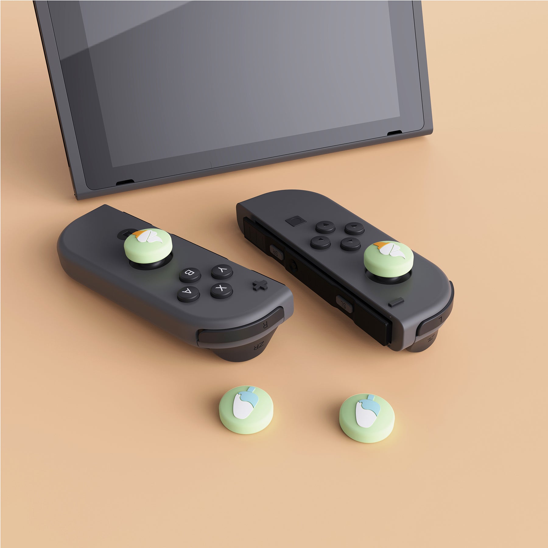 PlayVital Ice Cream Cute Switch Thumb Grip Caps, Joystick Caps for Nintendo Switch Lite, Silicone Analog Cover Thumbstick Grips for Switch OLED Joycon - Matcha Green - NJM1108 playvital